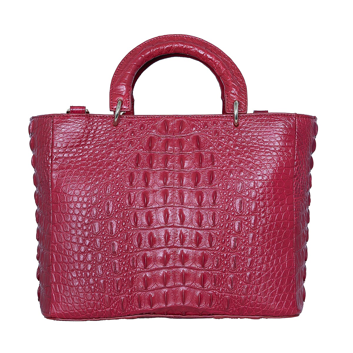 The Grand Pelle Red Crocodile Genuine Leather Tote Bag image number 5