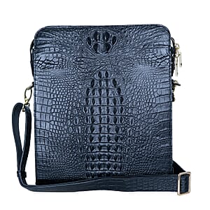 The Grand Pelle Black Crocodile Crocodile Genuine Leather Crossbody Bag