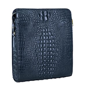 The Grand Pelle Black Crocodile Crocodile Genuine Leather Crossbody Bag