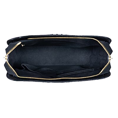 The Grand Pelle Black Crocodile Crocodile Genuine Leather Crossbody Bag