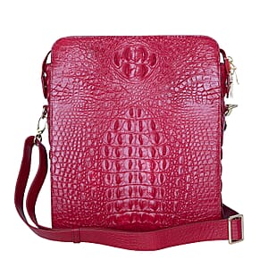 The Grand Pelle Red Crocodile Crocodile Genuine Leather Crossbody Bag