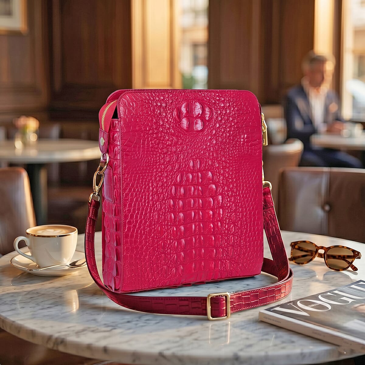 The Grand Pelle Red Crocodile Crocodile Genuine Leather Crossbody Bag image number 1
