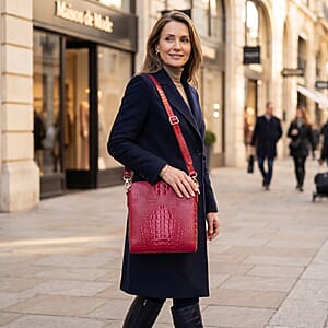 The Grand Pelle Red Crocodile Crocodile Genuine Leather Crossbody Bag