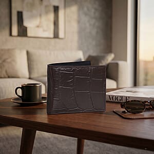 Closeout The Grand Pelle Dark Brown Crocodile Genuine Leather Wallet