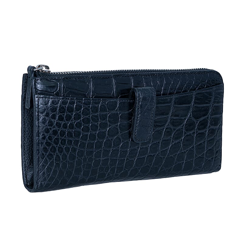 Closeout The Grand Pelle Black Crocodile Genuine Leather Long Wallet