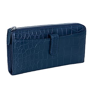 Closeout The Grand Pelle Navy Crocodile Genuine Leather Long Wallet