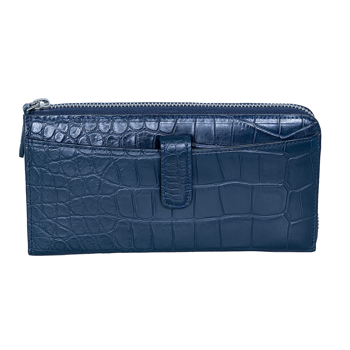 Closeout The Grand Pelle Navy Crocodile Genuine Leather Long Wallet image number 3