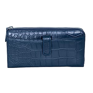 Closeout The Grand Pelle Navy Crocodile Genuine Leather Long Wallet