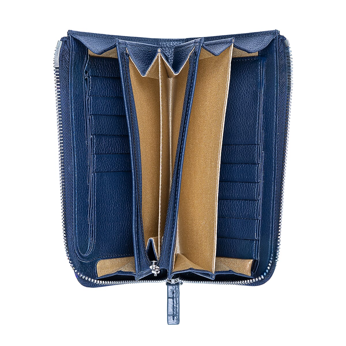 Closeout The Grand Pelle Navy Crocodile Genuine Leather Long Wallet image number 7
