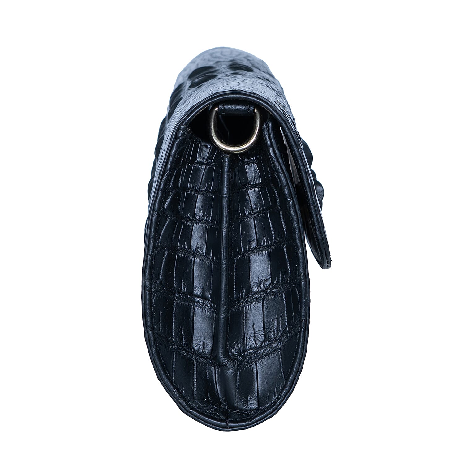 The Grand Pelle Black Crocodile Genuine Leather Crossbody Clutch Bag