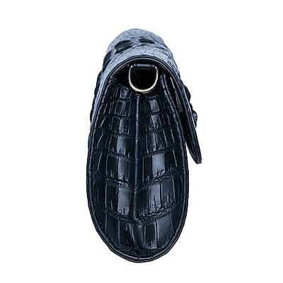 The Grand Pelle Black Crocodile Genuine Leather Crossbody Clutch Bag