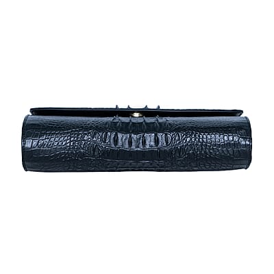The Grand Pelle Black Crocodile Genuine Leather Crossbody Clutch Bag