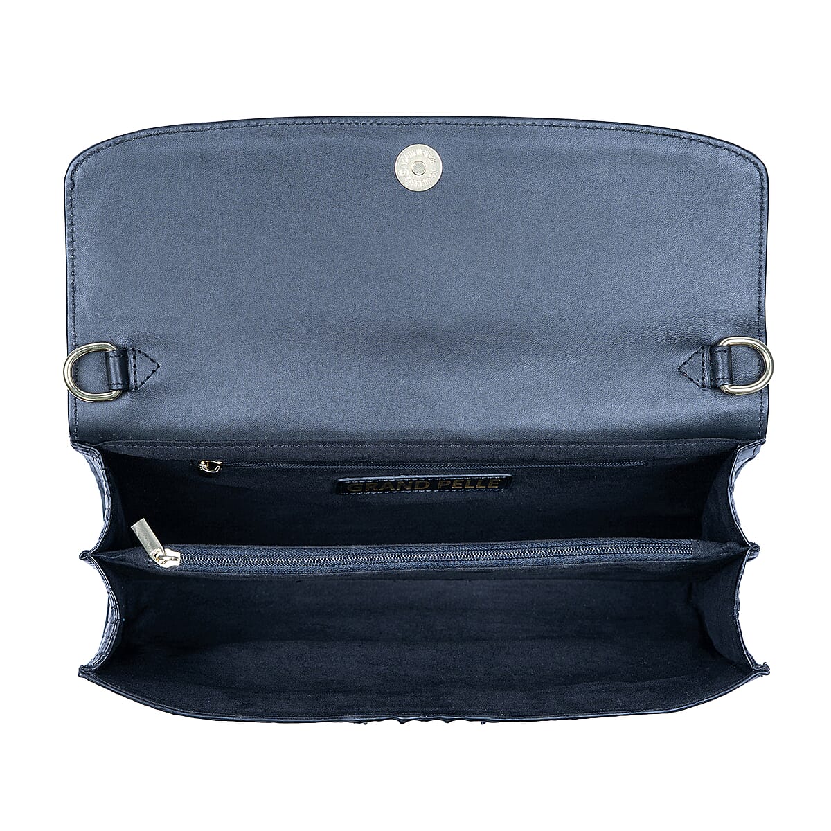 The Grand Pelle Black Crocodile Genuine Leather Crossbody Clutch Bag image number 7