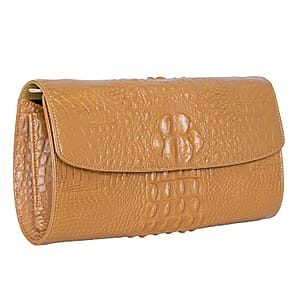 The Grand Pelle Brown Crocodile Genuine Leather Crossbody Clutch Bag