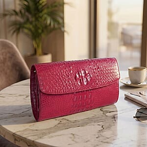 The Grand Pelle Red Crocodile Genuine Leather Crossbody Clutch Bag