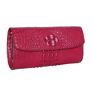 The Grand Pelle Red Crocodile Genuine Leather Crossbody Clutch Bag