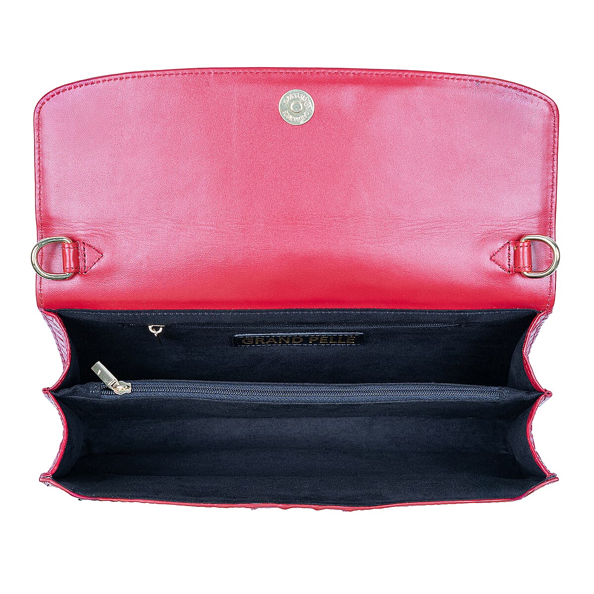 The Grand Pelle Red Crocodile Genuine Leather Crossbody Clutch Bag image number 7