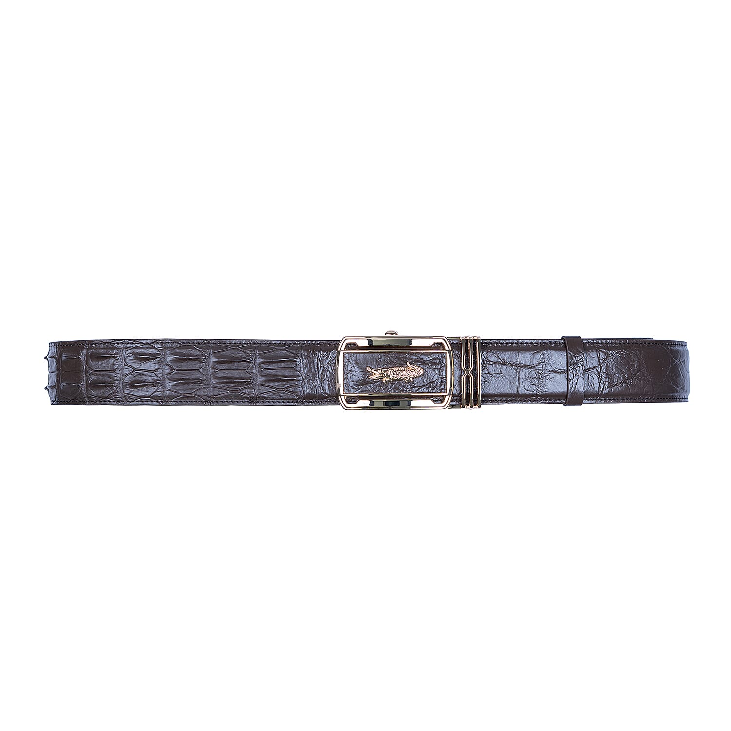 Closeout The Grand Pelle Dark Brown Crocodile Genuine Leather Belt (47 Inch- M/L)