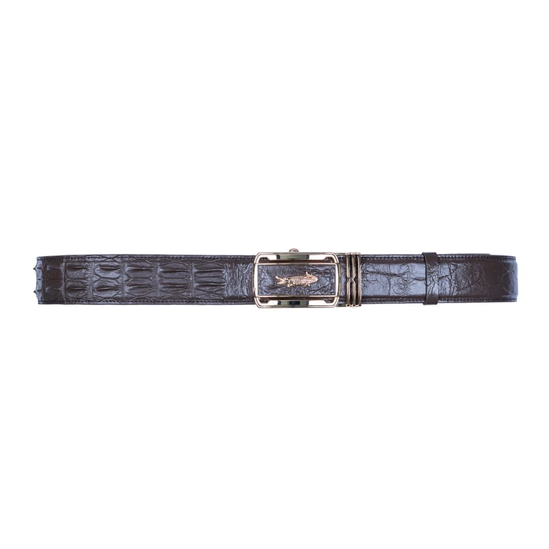 Closeout The Grand Pelle Dark Brown Crocodile Genuine Leather Belt (47 Inch- M/L)