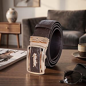 Closeout The Grand Pelle Dark Brown Crocodile Genuine Leather Belt (51 Inch- L/XL)
