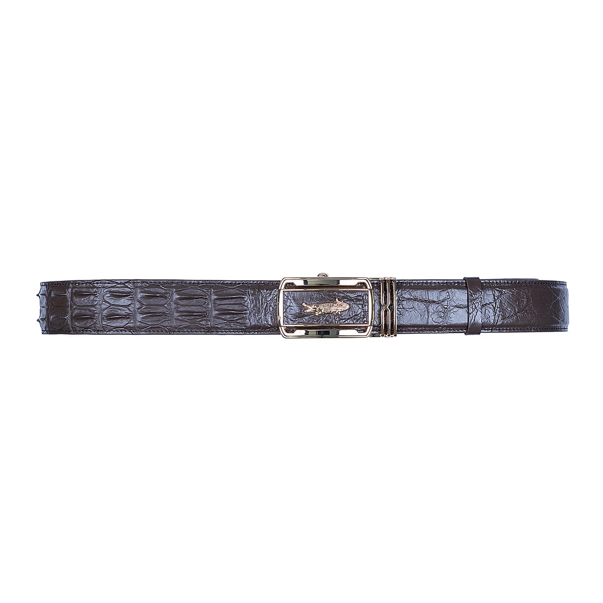 Closeout The Grand Pelle Dark Brown Crocodile Genuine Leather Belt (51 Inch- L/XL) image number 3