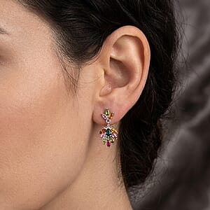 D'Joy Premium Multi-Tourmaline 1.75 ctw Earrings in Rhodium Over Sterling Silver (Del. In 10-12 Days)