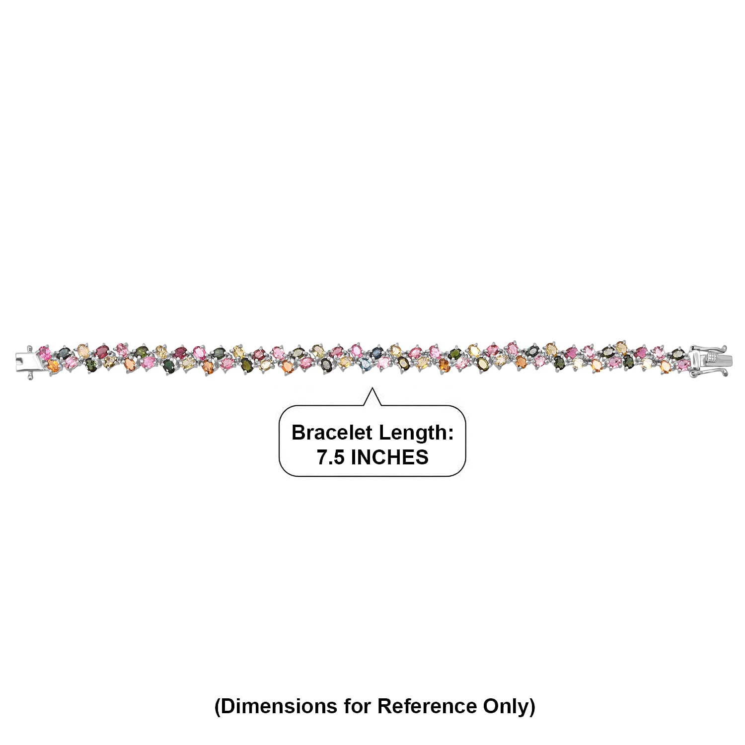 D'Joy Premium Multi-Tourmaline 12.25 ctw Rainbow Glow Line Bracelet in Rhodium Over Sterling Silver (7.25 In)