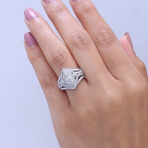 D'Joy Diamond 1.00 ctw Crown of Sparkle Ring in Rhodium Over Sterling Silver (Size 6.0)