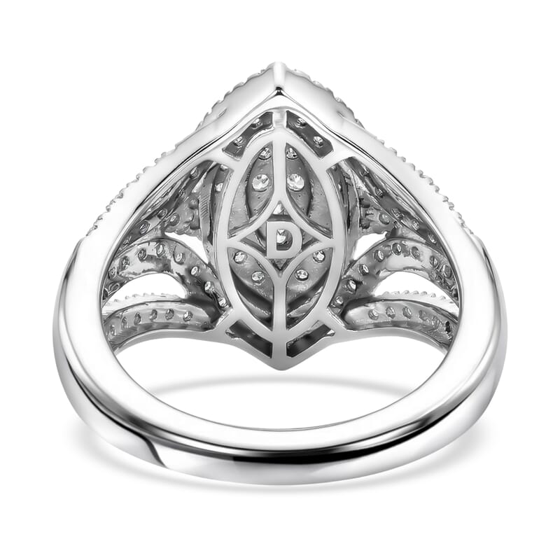 D'Joy Diamond 1.00 ctw Crown of Sparkle Ring in Rhodium Over Sterling Silver (Size  7.0)