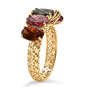 Mirage Collection AAA Multi Tourmaline 3.65 ctw Ring in 10K Yellow Gold (Size 10.0)