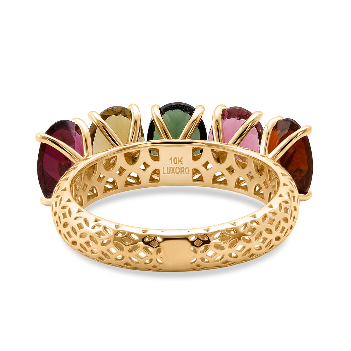 Mirage Collection AAA Multi Tourmaline 3.65 ctw Ring in 10K Yellow Gold (Size 5.0) image number 4