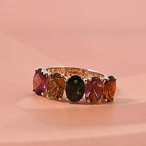 Mirage Collection AAA Multi Tourmaline 3.65 ctw Ring in 10K Yellow Gold (Size 7.0)
