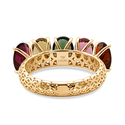 Mirage Collection AAA Multi Tourmaline 3.65 ctw Ring in 10K Yellow Gold (Size 7.0)