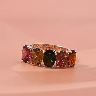 Mirage Collection AAA Multi Tourmaline 3.65 ctw Ring in 10K Yellow Gold (Size 9.0)