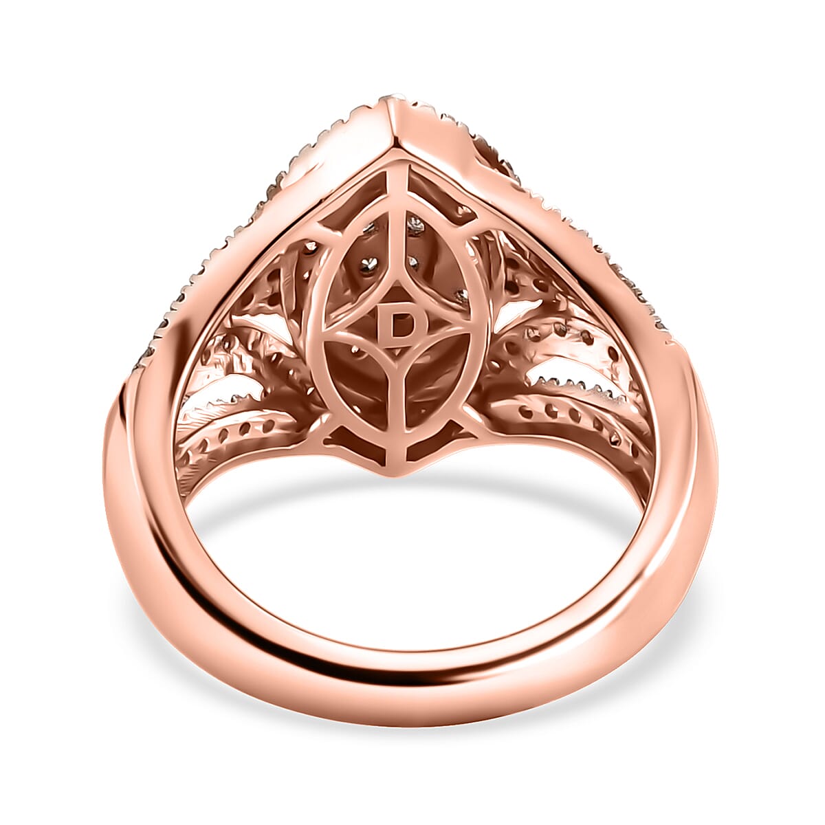 D'Joy Champagne Diamond 1.00 ctw Halo Ring in 18K Vermeil Rose Gold Over Sterling Silver (Size 6.0)  image number 4