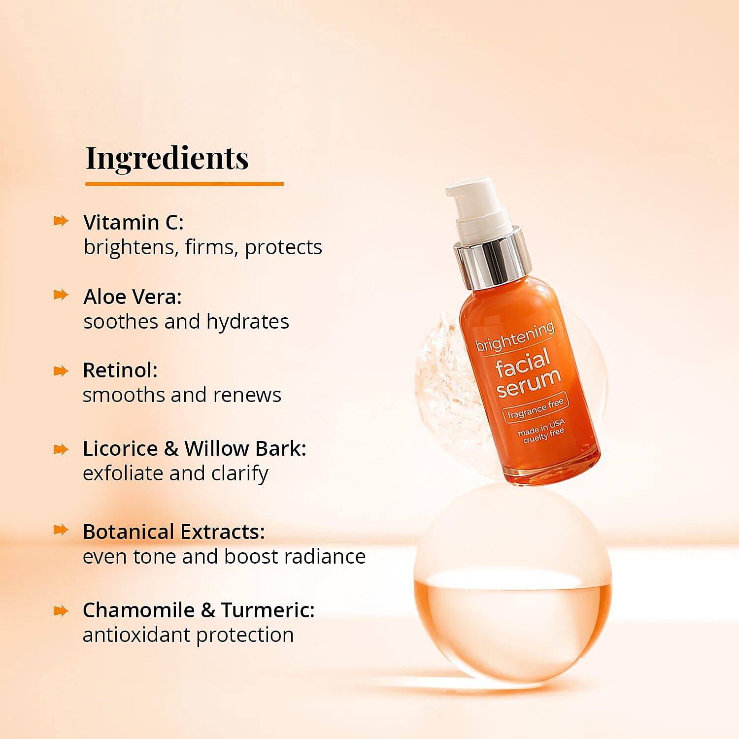 Beauty Solution Vitamin C Radiance Brightening Facial Serum (1oz) Made in US