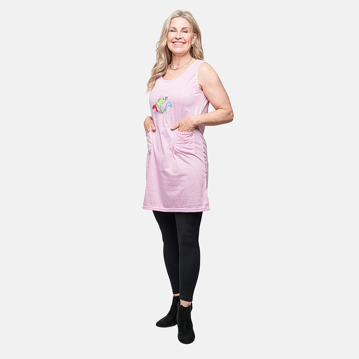 Lati Sleeveless Solid Pink Sundress with Pockets XL
