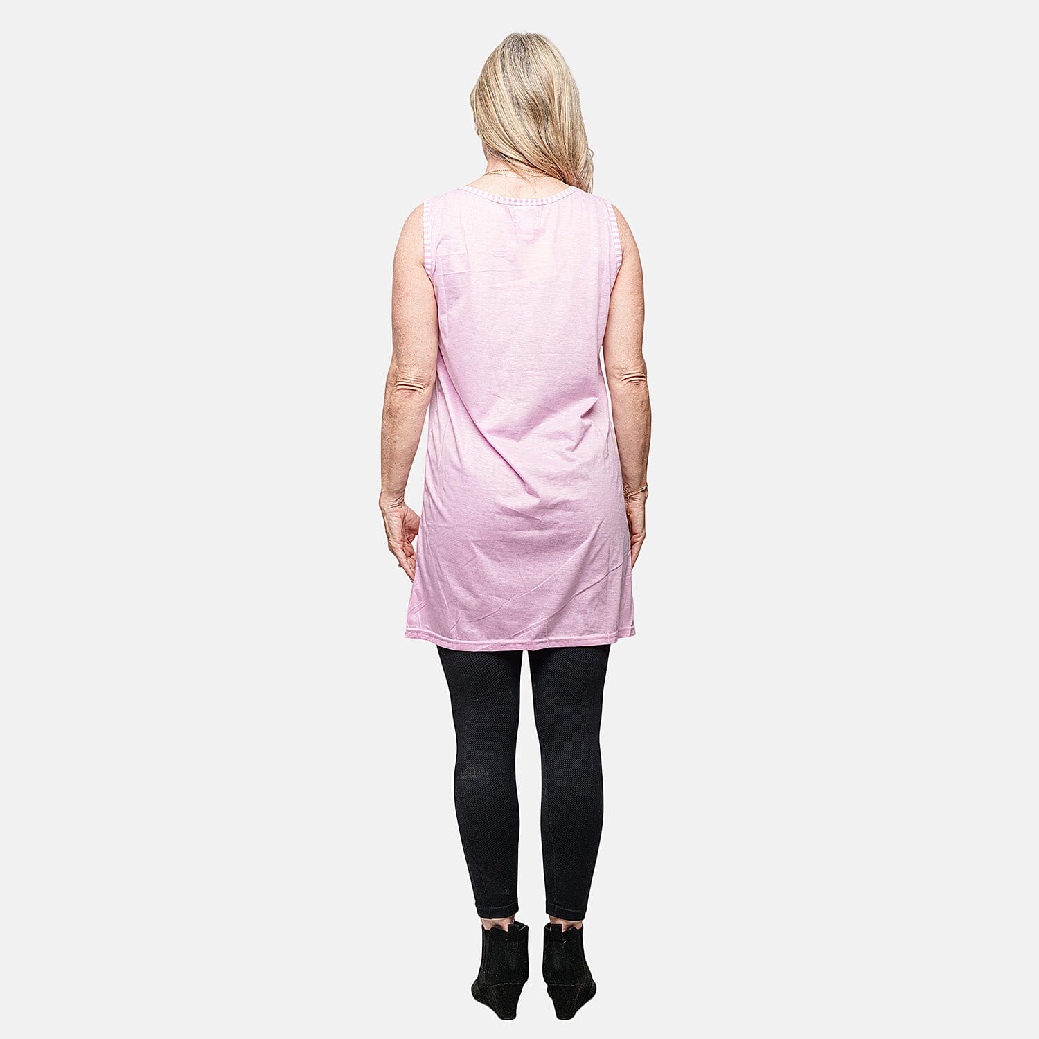 Lati Sleeveless Solid Pink Sundress with Pockets XL