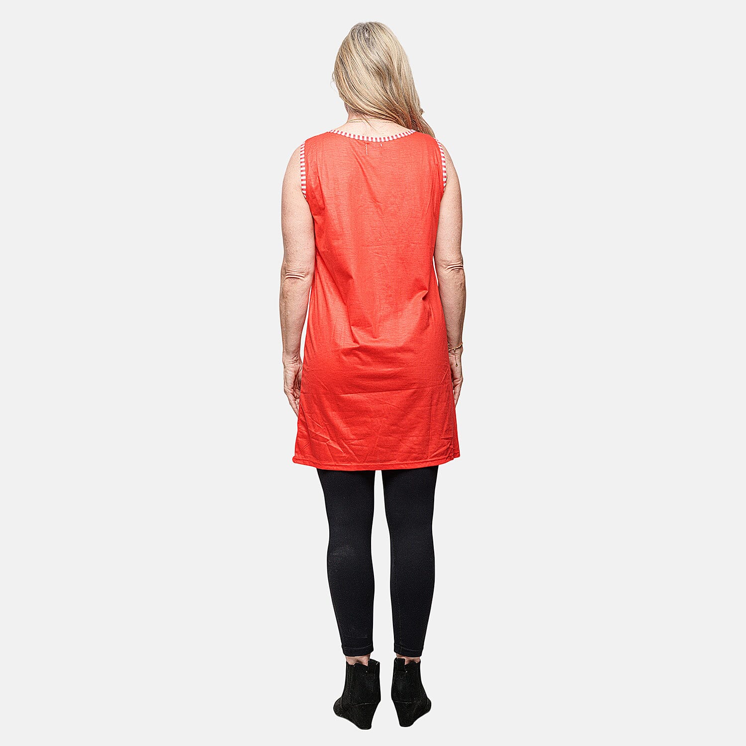 Lati Sleeveless Solid Red Sundress with Pockets M