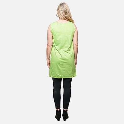Lati Sleeveless Solid Green Sundress with Pockets XL