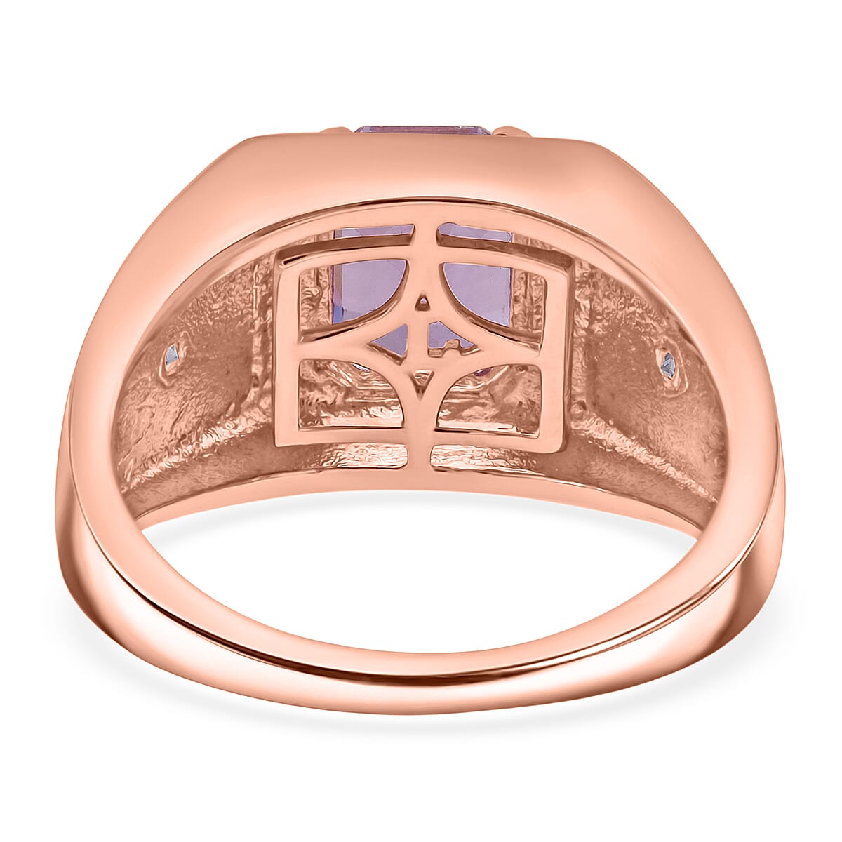AAAA Martha Rocha Kunzite and Luxuriant Lab Grown Diamond G-H SI 4.20 ctw Men's Ring in 18K Vermeil Rose Gold Over Sterling Silver (Size 10.0) image number 4