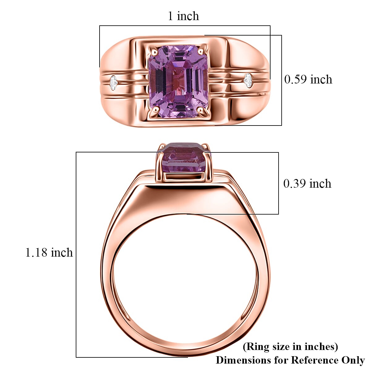 AAAA Martha Rocha Kunzite and Luxuriant Lab Grown Diamond G-H SI 4.20 ctw Men's Ring in 18K Vermeil Rose Gold Over Sterling Silver (Size 10.0) image number 5