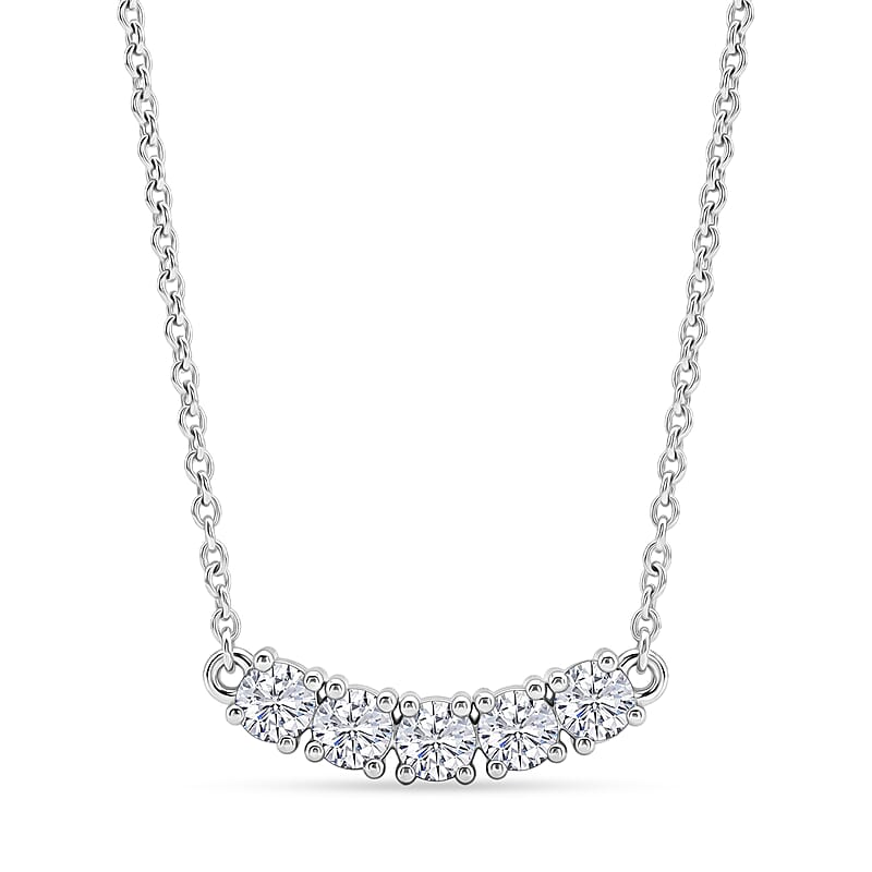 D'Joy Moissanite 1.25 ctw Necklace in Platinum Over Sterling Silver 18 Inches
