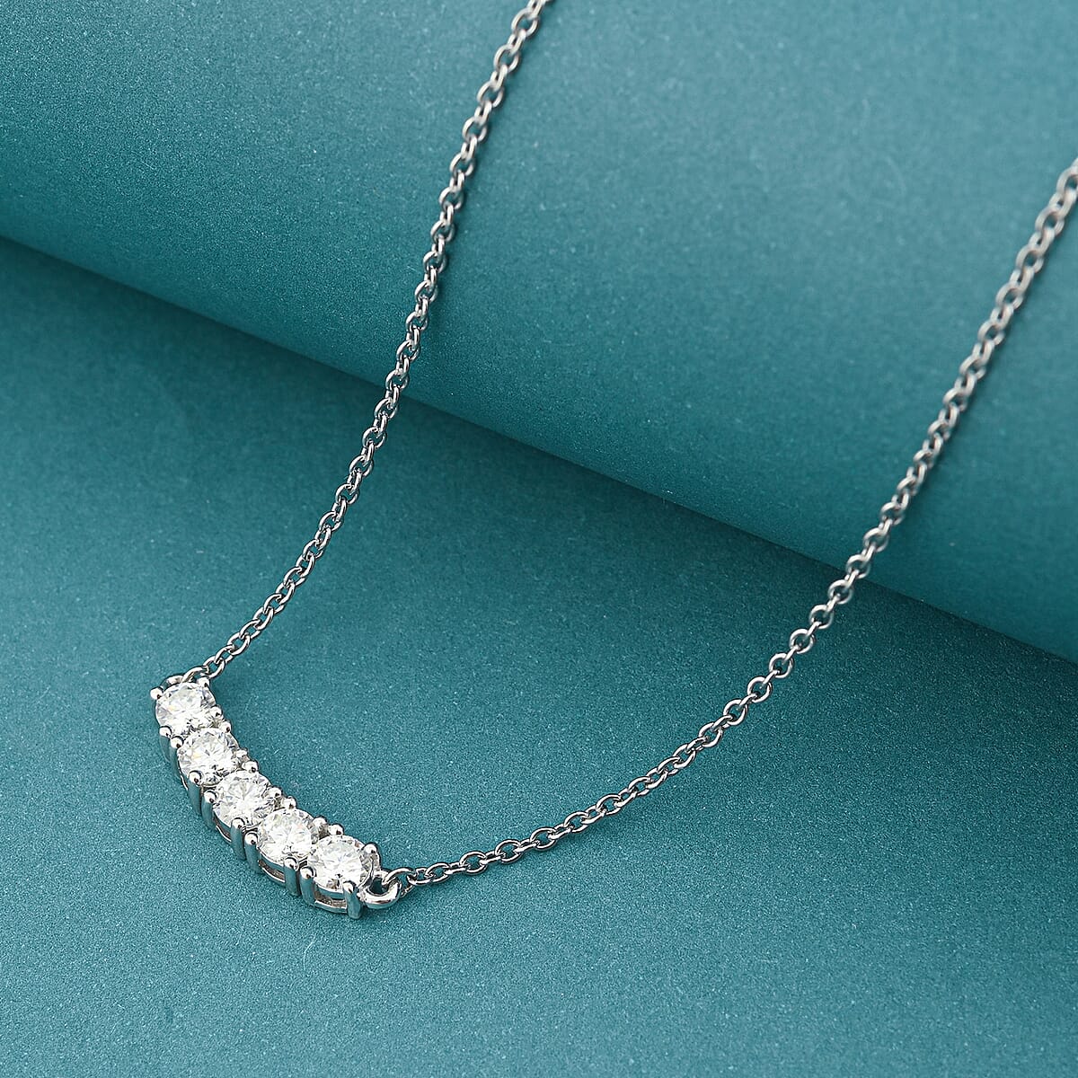D'Joy Moissanite 1.25 ctw Necklace in Platinum Over Sterling Silver 18 Inches   image number 1
