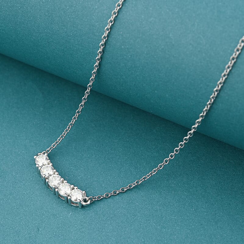 D'Joy Moissanite 1.25 ctw Necklace in Platinum Over Sterling Silver 18 Inches