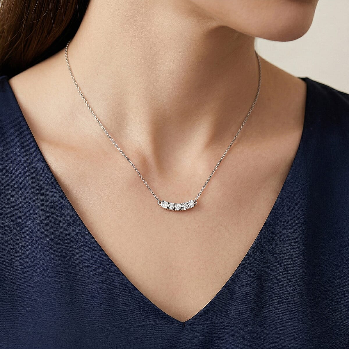 D'Joy Moissanite 1.25 ctw Necklace in Platinum Over Sterling Silver 18 Inches   image number 2