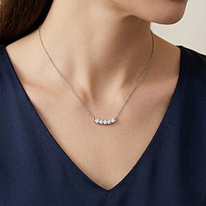 D'Joy Moissanite 1.25 ctw Necklace in Platinum Over Sterling Silver 18 Inches  