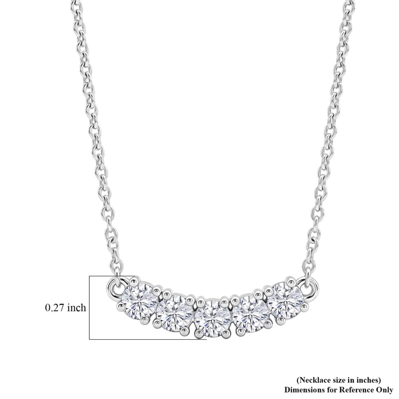D'Joy Moissanite 1.25 ctw Necklace in Platinum Over Sterling Silver 18 Inches