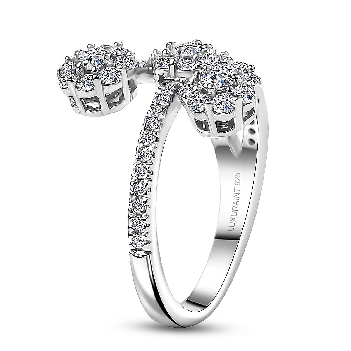 Luxuriant Lab Grown Diamond G-H SI 1.00 ctw Ring in Rhodium Over Sterling Silver (Size 6.5) (Del. In 10-12 Days) image number 3