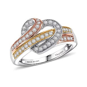 Luxuriant Lab Grown Diamond G-H SI 0.50 ctw Ring in 18K Vermeil YRG and Rhodium Over Sterling Silver (Size 11.0) (Del. In 10-12 Days)